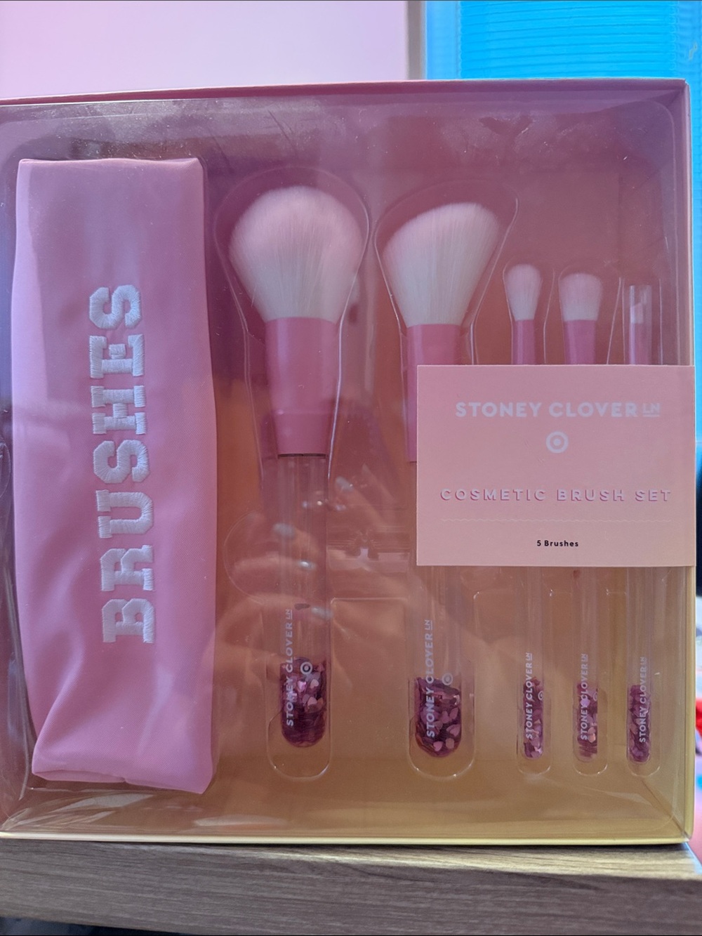 Stoney Clover Lane Pink Cosmetic Brush Set
